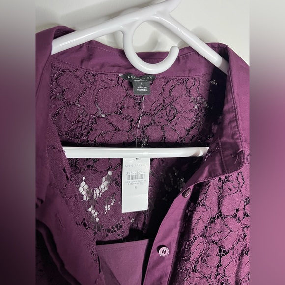 Ann Taylor Deep Burgundy Lace Long Sleeve Dress - Picture 12 of 13